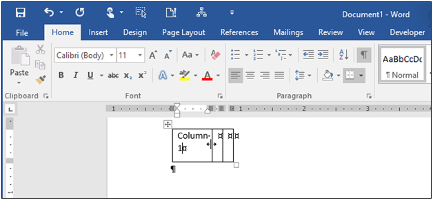 how to create tables in MS Word using keyboard