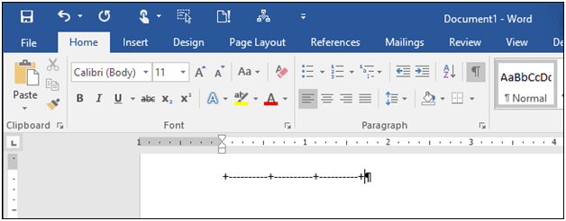 how to create tables in MS Word using keyboard